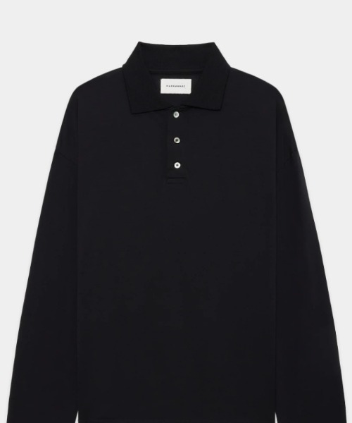 markaware(マーカウェア)の「MARKAWARE(マーカウェア)Super 160s Wool Washable Knit / Long Sleeve Polo(ポロシャツ・メンズ・ブラック・2)」の2枚目の写真