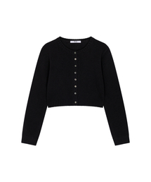 BASIC BUTTON KNIT CARDIGAN, BLACK