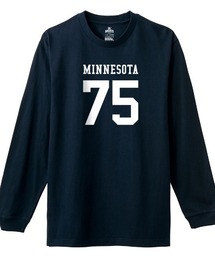 Ol' Basics（オール・ベーシックス） 長袖Tシャツ MINNESOTA ロゴ ナンバリング プリント 袖リブ ロンT ロングTシャツ トップス カットソー レディース