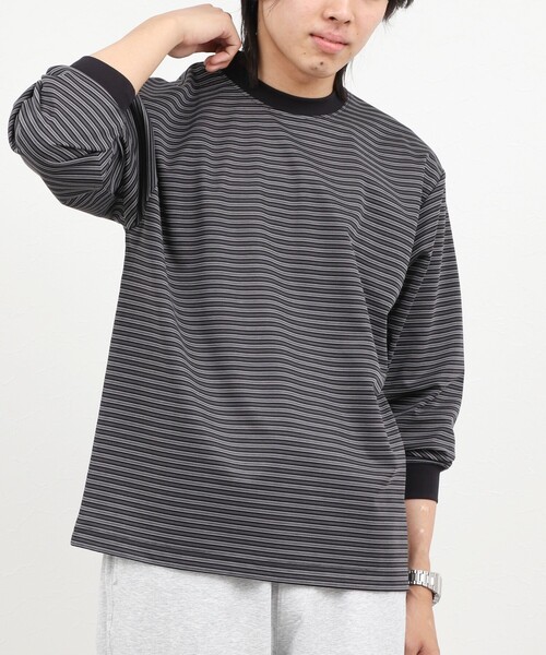 NOLLEY’S（ノーリーズ）の「超長綿シルケット ボーダー ビッグシルエットTシャツ L/S 26AW（Tシャツ/カットソー・メンズ・ホワイト×ネイビー/ブラック系その他/ホワイト×グレー・S/XL/L/M）」の3枚目の写真