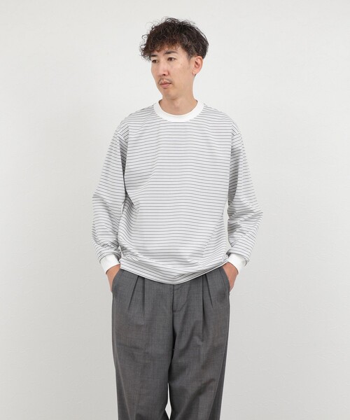 NOLLEY’S（ノーリーズ）の「超長綿シルケット ボーダー ビッグシルエットTシャツ L/S 26AW（Tシャツ/カットソー・メンズ・ホワイト×ネイビー/ブラック系その他/ホワイト×グレー・S/XL/L/M）」の10枚目の写真