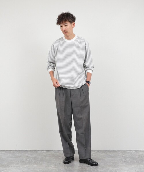 NOLLEY’S（ノーリーズ）の「超長綿シルケット ボーダー ビッグシルエットTシャツ L/S 26AW（Tシャツ/カットソー・メンズ・ホワイト×ネイビー/ブラック系その他/ホワイト×グレー・S/XL/L/M）」の12枚目の写真