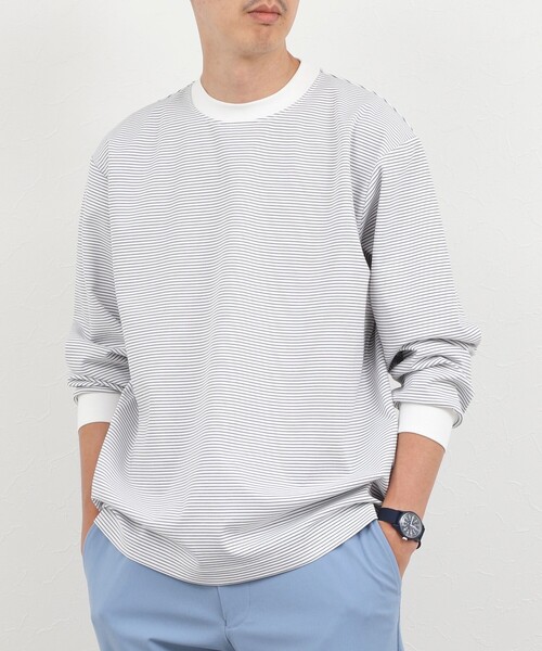 NOLLEY’S（ノーリーズ）の「超長綿シルケット ボーダー ビッグシルエットTシャツ L/S 26AW（Tシャツ/カットソー・メンズ・ホワイト×ネイビー/ブラック系その他/ホワイト×グレー・S/XL/L/M）」の14枚目の写真