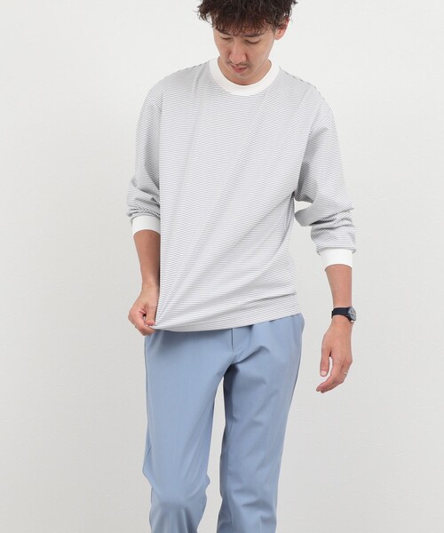 NOLLEY’S（ノーリーズ）の「超長綿シルケット ボーダー ビッグシルエットTシャツ L/S 26AW（Tシャツ/カットソー・メンズ・ホワイト×ネイビー/ブラック系その他/ホワイト×グレー・S/XL/L/M）」の15枚目の写真