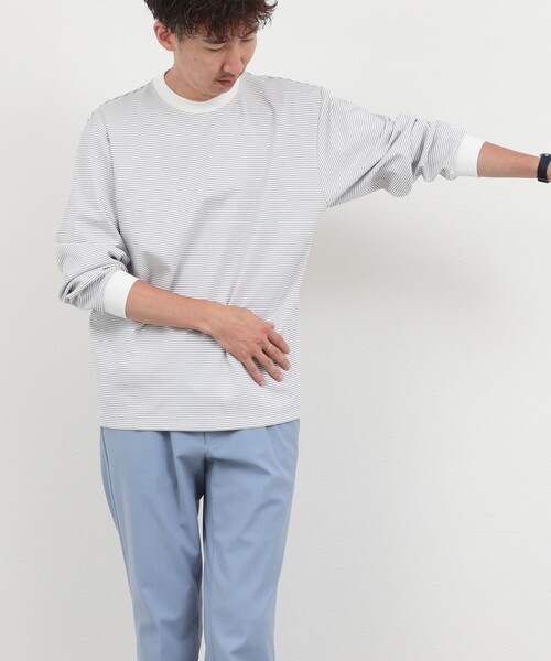 NOLLEY’S（ノーリーズ）の「超長綿シルケット ボーダー ビッグシルエットTシャツ L/S 26AW（Tシャツ/カットソー・メンズ・ホワイト×ネイビー/ブラック系その他/ホワイト×グレー・S/XL/L/M）」の16枚目の写真