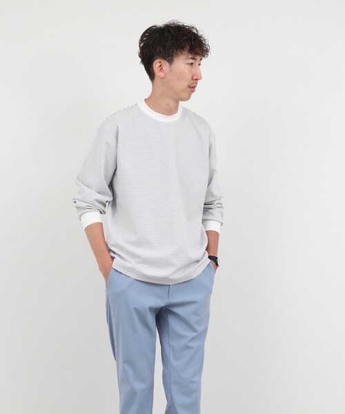 NOLLEY’S（ノーリーズ）の「超長綿シルケット ボーダー ビッグシルエットTシャツ L/S 26AW（Tシャツ/カットソー・メンズ・ホワイト×ネイビー/ブラック系その他/ホワイト×グレー・S/XL/L/M）」の18枚目の写真