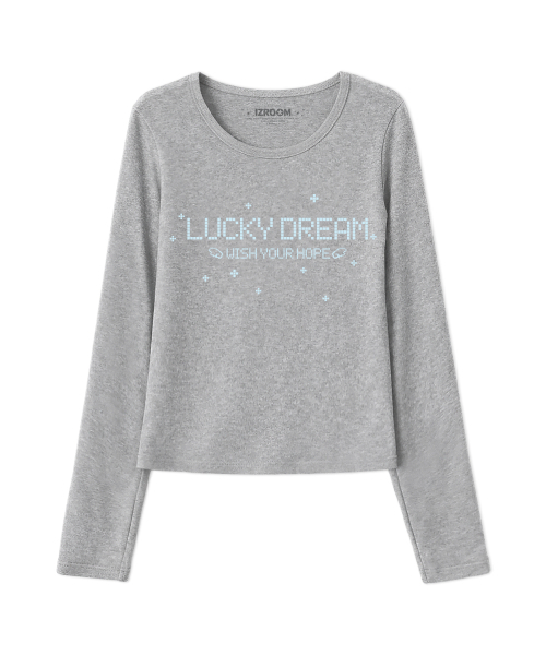 IZROOM(イズルーム)の「ラッキードリーム スリムフィット ロングスリーブ (グレー)(Tシャツ/カットソー・レディース・その他・FREE)」の1枚目の写真