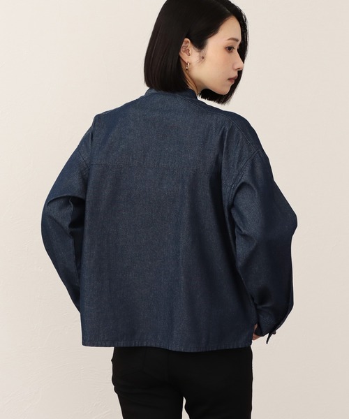 SOMETHING(サムシング)の「SOMETHING パール コード 刺繍 デニムシャツ /ロング スリーブ(シャツ/ブラウス・レディース・ブルー/ライトインディゴブルー・FREE)」の6枚目の写真