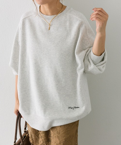PUAL CE CIN(ピュアルセシン)の「【WEB限定】裏毛 チュニック スウェットプルオーバー(スウェット・レディース・ベージュ/レッド系/ブラウン/スミクロ/オートミール・FREE)」の4枚目の写真