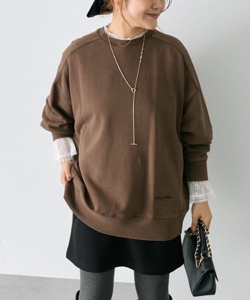 PUAL CE CIN(ピュアルセシン)の「【WEB限定】裏毛 チュニック スウェットプルオーバー(スウェット・レディース・ベージュ/レッド系/ブラウン/スミクロ/オートミール・FREE)」の2枚目の写真