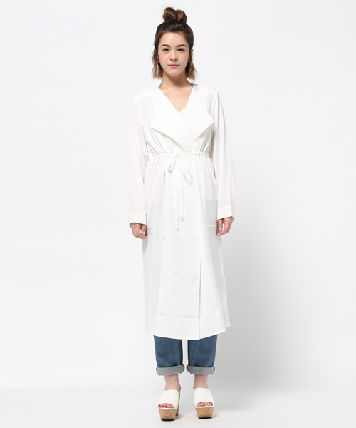 ANAP（アナップ）の「ジョーゼットロングトレンチ（トレンチコート・レディース・オフホワイト/ベビーピンク/ライトブルー・FREE）」の4枚目の写真