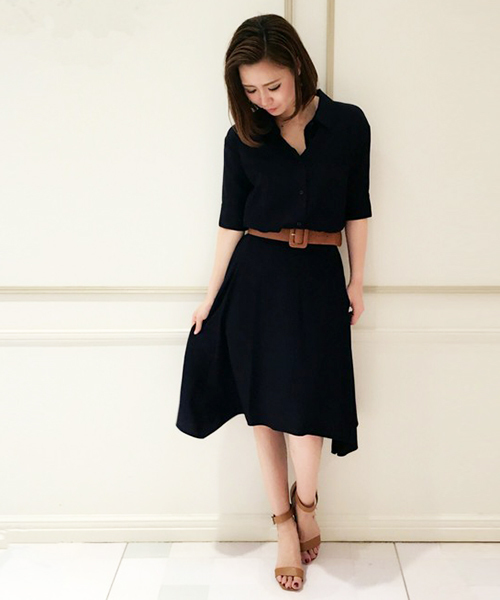 31 Sons de mode（トランテアン　ソン　ドゥ　モード）の「イレギュラーヘムシャツワンピース（ワンピース・レディース・ライトグレー/ピンク/オフホワイト/ネイビー・36/38）」の4枚目の写真