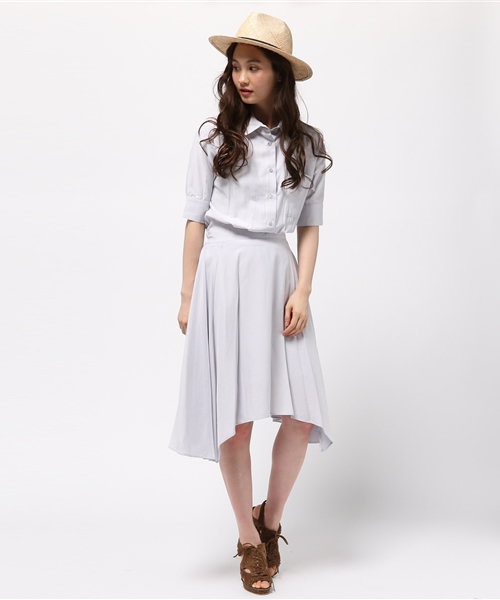 31 Sons de mode（トランテアン　ソン　ドゥ　モード）の「イレギュラーヘムシャツワンピース（ワンピース・レディース・ライトグレー/ピンク/オフホワイト/ネイビー・36/38）」の15枚目の写真