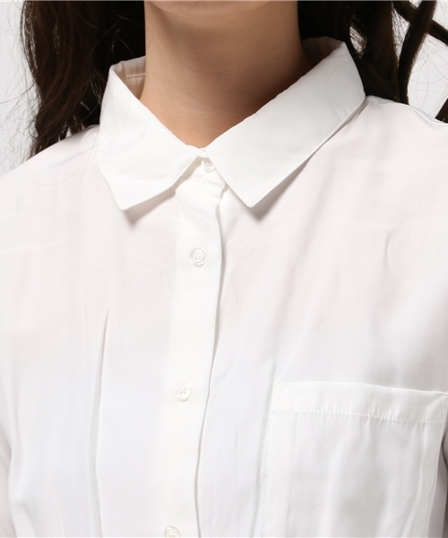 31 Sons de mode（トランテアン　ソン　ドゥ　モード）の「イレギュラーヘムシャツワンピース（ワンピース・レディース・ライトグレー/ピンク/オフホワイト/ネイビー・36/38）」の11枚目の写真