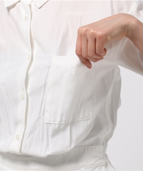 31 Sons de mode（トランテアン　ソン　ドゥ　モード）の「イレギュラーヘムシャツワンピース（ワンピース・レディース・ライトグレー/ピンク/オフホワイト/ネイビー・36/38）」の13枚目の写真