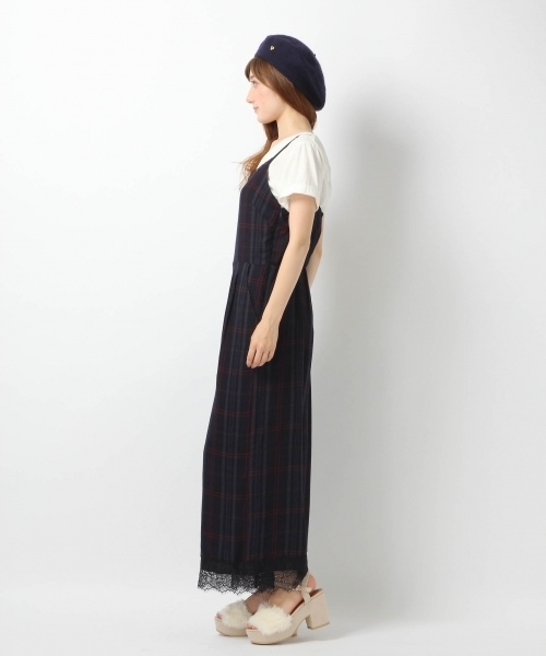 Heather（ヘザー）の「チェックキャミオールインワン　728913（つなぎ/オールインワン・レディース・ボルドー/ネイビー・FREE）」の3枚目の写真