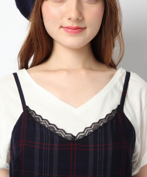 Heather（ヘザー）の「チェックキャミオールインワン　728913（つなぎ/オールインワン・レディース・ボルドー/ネイビー・FREE）」の7枚目の写真