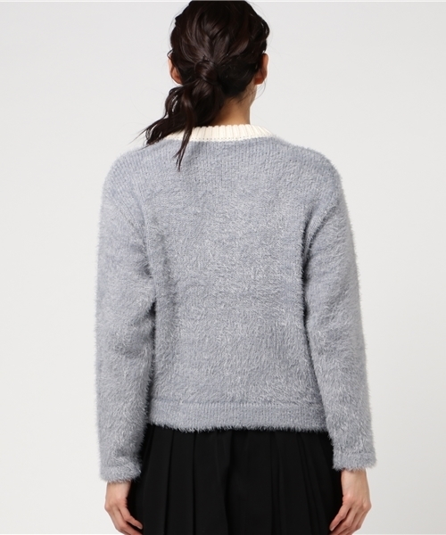 SLY(スライ)の「PON PON FRINGE SHAGGY MG TOPS(ニット/セーター・レディース・グレー/オフホワイト・2/1)」の5枚目の写真