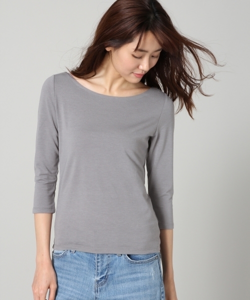 BLISS POINT（ブリスポイント）の「【UVカット】17SSUVカットボートネックTシャツ7分袖/749808（Tシャツ/カットソー・レディース・ライトグレー/ホワイト/ピンク/ブラック/その他1・LARGE/MEDIUM）」の4枚目の写真