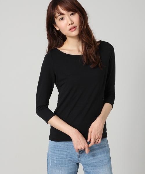 BLISS POINT（ブリスポイント）の「【UVカット】17SSUVカットボートネックTシャツ7分袖/749808（Tシャツ/カットソー・レディース・ライトグレー/ホワイト/ピンク/ブラック/その他1・LARGE/MEDIUM）」の3枚目の写真