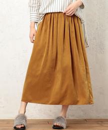 green label relaxing | CF P/サテン ギャザーマキシスカート(スカート)