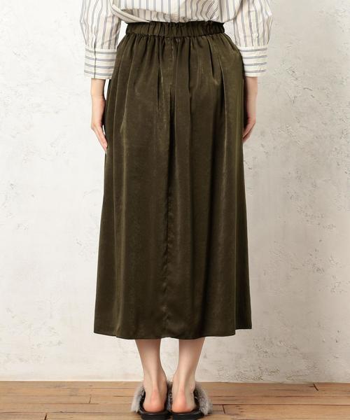 green label relaxing（グリーンレーベルリラクシング）の「CF P/サテン ギャザーマキシスカート ◆（スカート・レディース・ネイビー/マスタード/オリーブ/ピンク・FREE）」の15枚目の写真