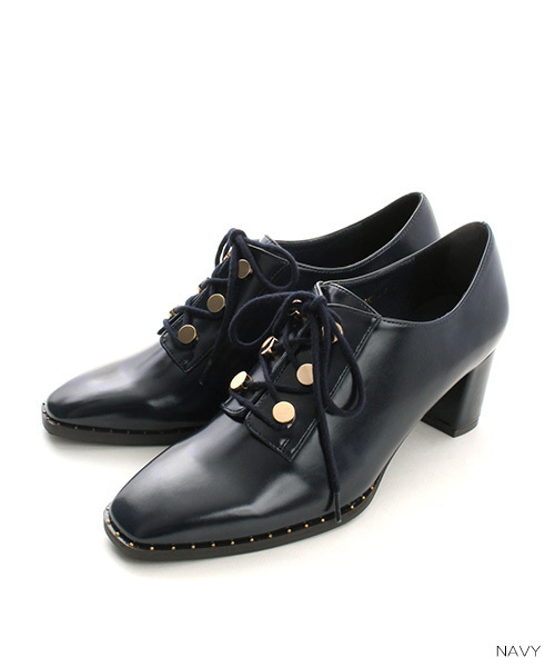 RANDA（ランダ）の「スクエアトゥレースアップシューズ（ドレスシューズ・レディース・ワイン/ブラック/ネイビー/ベージュ・L/M/S/LL）」の3枚目の写真