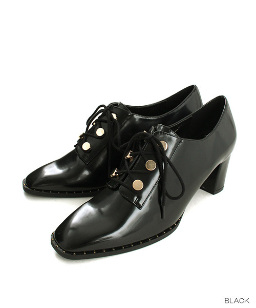 RANDA（ランダ）の「スクエアトゥレースアップシューズ（ドレスシューズ・レディース・ワイン/ブラック/ネイビー/ベージュ・L/M/S/LL）」の2枚目の写真