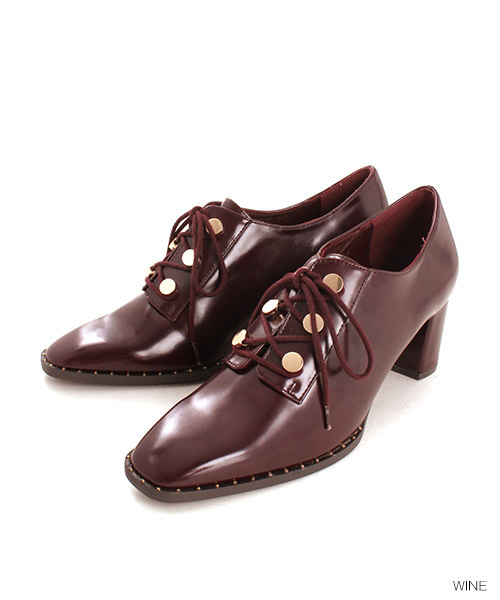 RANDA（ランダ）の「スクエアトゥレースアップシューズ（ドレスシューズ・レディース・ワイン/ブラック/ネイビー/ベージュ・L/M/S/LL）」の9枚目の写真