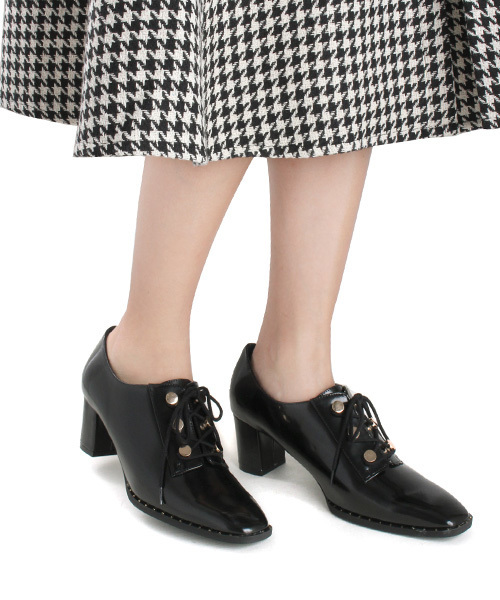 RANDA（ランダ）の「スクエアトゥレースアップシューズ（ドレスシューズ・レディース・ワイン/ブラック/ネイビー/ベージュ・L/M/S/LL）」の10枚目の写真