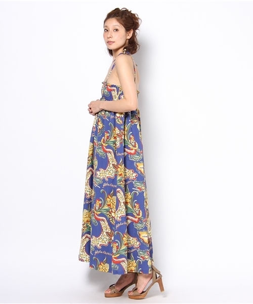 Denime（ドゥニーム）の「ハワイアンアロハマキシワンピース（ワンピース・レディース・ブルー・FREE）」の2枚目の写真