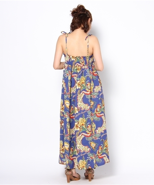 Denime（ドゥニーム）の「ハワイアンアロハマキシワンピース（ワンピース・レディース・ブルー・FREE）」の3枚目の写真