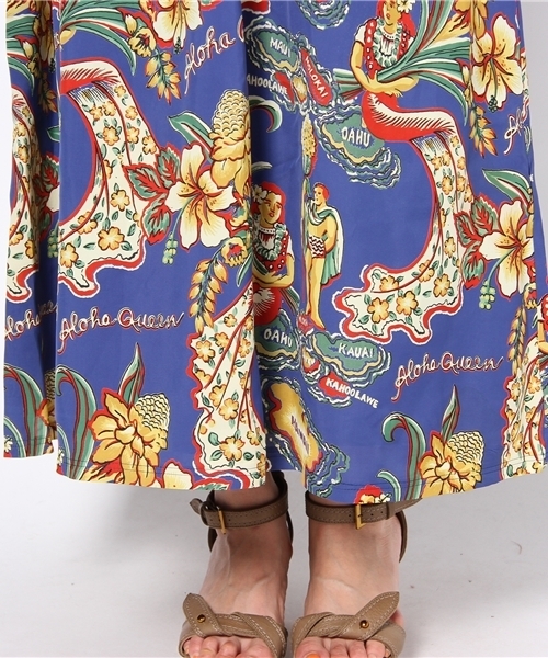 Denime（ドゥニーム）の「ハワイアンアロハマキシワンピース（ワンピース・レディース・ブルー・FREE）」の5枚目の写真