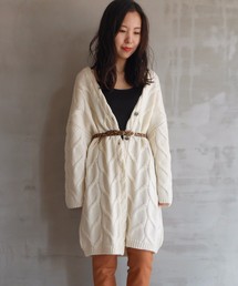 ケーブルニットロングカーディガン