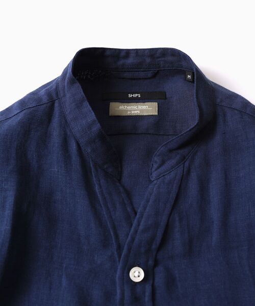 SHIPS（シップス）の「SC: COOLMAX(R) リネン スキッパー バンドカラー 7スリーブシャツ□（シャツ/ブラウス・メンズ・ホワイト/ライトブルー/ネイビー/オレンジ/グリーン/スカイブルー・LARGE/MEDIUM/SMALL/X-LARGE）」の18枚目の写真