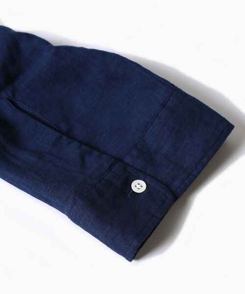 SHIPS（シップス）の「SC: COOLMAX(R) リネン スキッパー バンドカラー 7スリーブシャツ□（シャツ/ブラウス・メンズ・ホワイト/ライトブルー/ネイビー/オレンジ/グリーン/スカイブルー・LARGE/MEDIUM/SMALL/X-LARGE）」の16枚目の写真