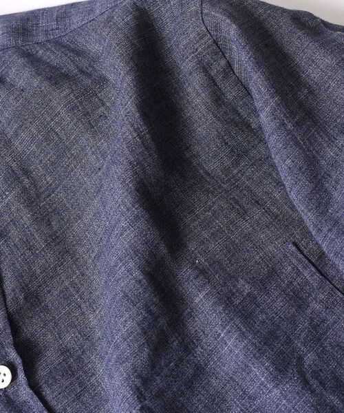 SHIPS（シップス）の「SC: COOLMAX(R) リネン スキッパー バンドカラー 7スリーブシャツ□（シャツ/ブラウス・メンズ・ホワイト/ライトブルー/ネイビー/オレンジ/グリーン/スカイブルー・LARGE/MEDIUM/SMALL/X-LARGE）」の12枚目の写真