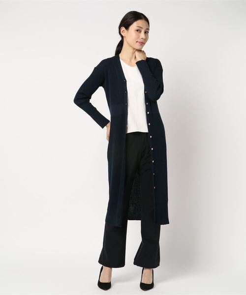 IENA（イエナ）の「ラミープレーティングロングカーディガン◆（カーディガン/ボレロ・レディース・ベージュ/ネイビー・FREE）」の3枚目の写真