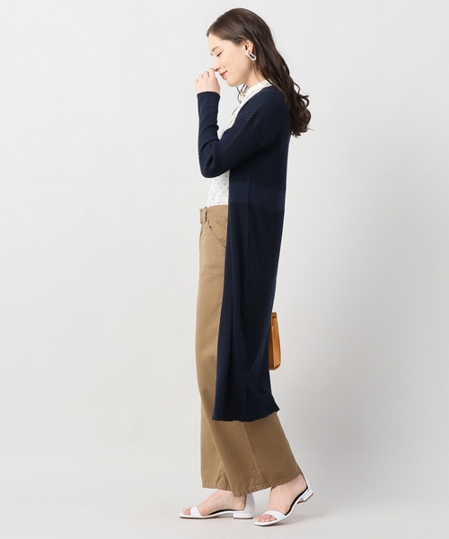 IENA（イエナ）の「ラミープレーティングロングカーディガン◆（カーディガン/ボレロ・レディース・ベージュ/ネイビー・FREE）」の7枚目の写真