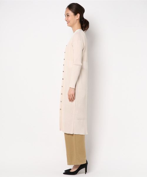 IENA（イエナ）の「ラミープレーティングロングカーディガン◆（カーディガン/ボレロ・レディース・ベージュ/ネイビー・FREE）」の4枚目の写真