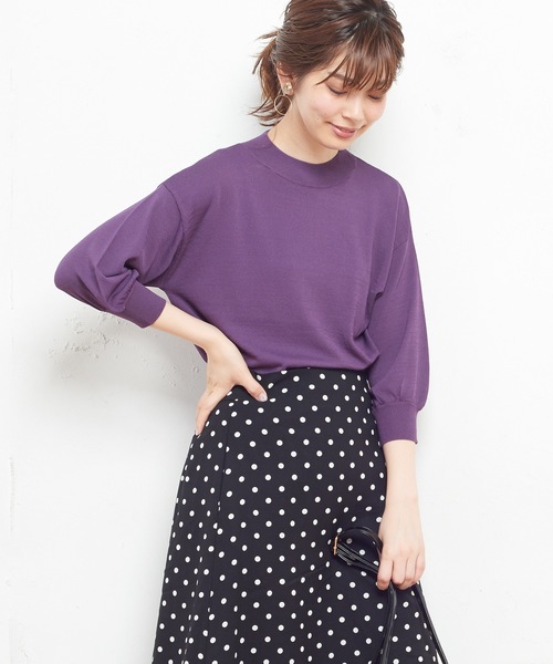 natural couture（ナチュラルクチュール）の「大人きれいめシンプルニット（ニット/セーター・レディース・ブラック/グリーン/パープル/キャメル・FREE）」の4枚目の写真