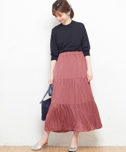 natural couture（ナチュラルクチュール）の「大人きれいめシンプルニット（ニット/セーター・レディース・ブラック/グリーン/パープル/キャメル・FREE）」の5枚目の写真