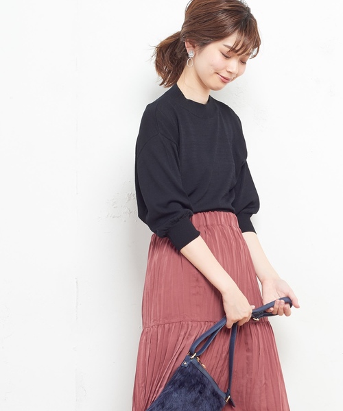 natural couture（ナチュラルクチュール）の「大人きれいめシンプルニット（ニット/セーター・レディース・ブラック/グリーン/パープル/キャメル・FREE）」の6枚目の写真