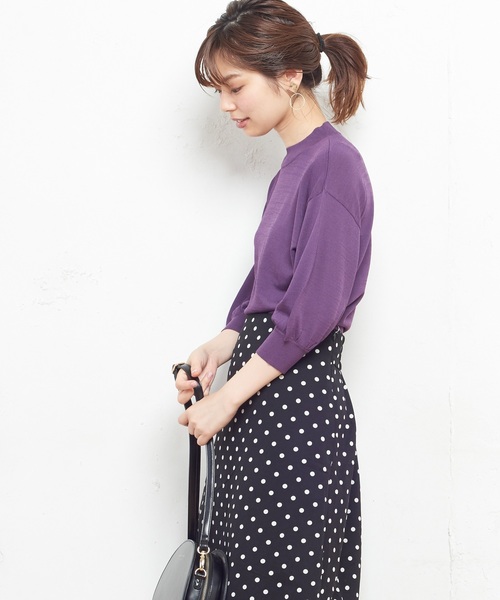 natural couture（ナチュラルクチュール）の「大人きれいめシンプルニット（ニット/セーター・レディース・ブラック/グリーン/パープル/キャメル・FREE）」の12枚目の写真