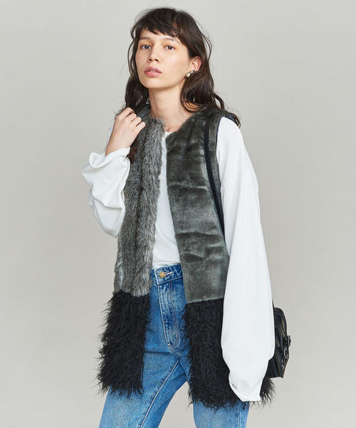 早い者勝ち　完売　イエナ　ADWAS アダワスファーベスト　パネル　大人気 ADAWAS（アダワス）FUR VEST フェイクファーベスト【ADWS-601-10
