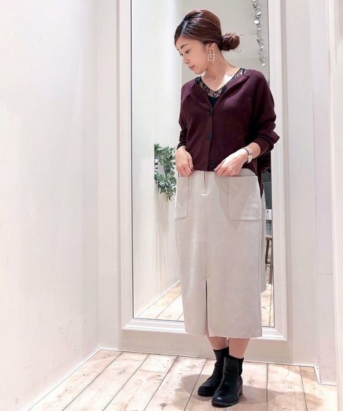 YECCA VECCA(イェッカヴェッカ)の「AS.片畦ドルマンカーディガン(カーディガン/ボレロ・レディース・ベージュ/パープル/ブラウン/グリーン・FREE)」の2枚目の写真