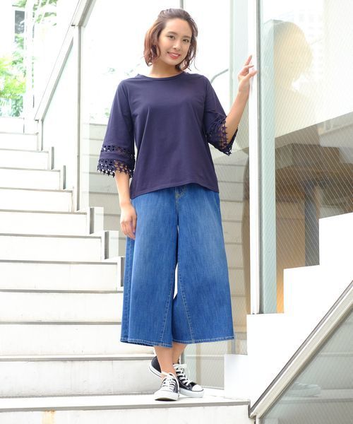 sabstreet my standard(サブストリートマイスタンダード)の「『FONTLAB(フォントラブ)』袖スターレースカットソー【9号(M)】(Tシャツ/カットソー・レディース・ホワイト/ネイビー/ホワイト×ブラック/テラコッタ・9号/15号)」の8枚目の写真