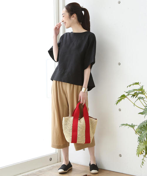 coen（コーエン）の「【ひんやり・接触冷感】イージー8分丈パンツ（その他パンツ・レディース・ネイビー/ベージュ/ブラウン・SMALL/MEDIUM/LARGE）」の4枚目の写真