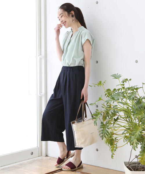 coen（コーエン）の「【ひんやり・接触冷感】イージー8分丈パンツ（その他パンツ・レディース・ネイビー/ベージュ/ブラウン・SMALL/MEDIUM/LARGE）」の8枚目の写真