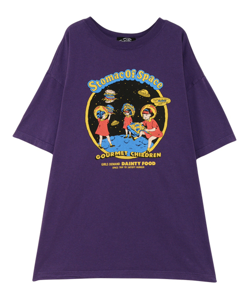 Candy Stripper(キャンディストリッパー)の「STOMAC OF SPACE BIG TEE(Tシャツ/カットソー・レディース・オフホワイト/ブラック/パープル/ミント・2)」の4枚目の写真